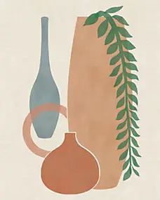 Affiche vases et pots sur fond beige l.24 x l.30 cm Dada Art