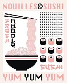 Affiche " Fresh noddle " beige l.24 x H.30 cm Dada Art