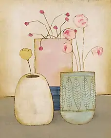 Affiche vases vintage rose l.24 x H.30 cm Dada Art