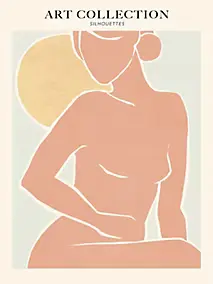 Affiche art collection silhouettes rose pâle l.30 x l.40 cm Dada Art