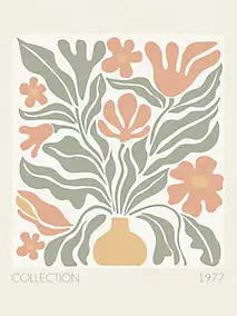 Affiche collection 1977 fleurs pastel l.30 x l.40 cm Dada Art