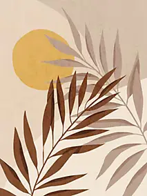 Affiche branche, soleil beige et orcre l.30 x H.40 cm