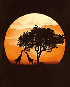 Affiche coucher de soleil dans la savane l.40x H.50 cm Dada Art