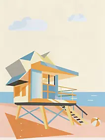 Affiche cabane sur la plage l.30 x H.40 cm Dada Art