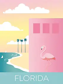 Affiche " Florida " Colors pastels l.30 x H.40 cm Dada Art