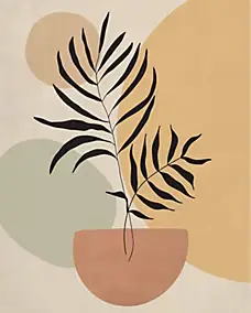 Affiche dessin végétal beige et ocre l.40 x H.50 cm Dada Art