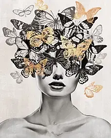 Affiche femme papillons l.40 x H.50 cm Dada Art