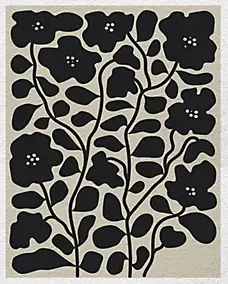 Affiche fleurs noires sur fond beige l.40 x l.50 cm Dada Art