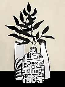 Affiche vases noir sur fond beige l.60 x l.80 cm Dada Art