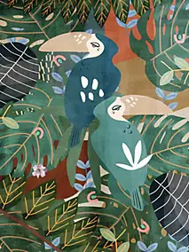 Affiche toucans feuillage multicouleurs l.60 x l.80 cm Dada Art