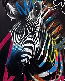 Affiche zèbre grafiti multicouleurs l.40 x l.50 cm Dada Art