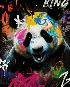 Affiche dessin panda grafiti multicouleurs l.40 x l.50 cm Dada Art