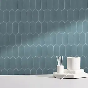 8 carreaux adhésifs décoratifs Vinyl Way 3D effet céramique bleu L.20 x L.20 cm x ep.1,3 mm Dada Art