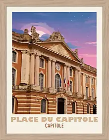 Image encadrée place du Capitole Toulouse l.30 x H. 40cm Dada Art