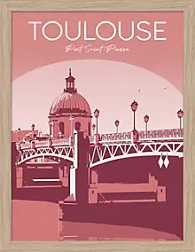 Image encadrée pont Saint-Pierre Toulouse l.30 x H. 40cm Dada Art