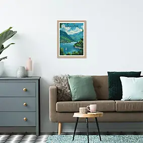 Image encadrée lac d'Annecy blanc, bleu, vert l.30 x H.40cm Dada Art