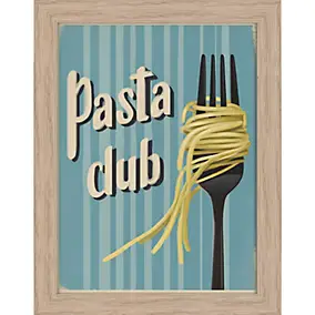 Cadre décoratif "pasta club" bleu et beige 27 x 33 cm, Dada Art