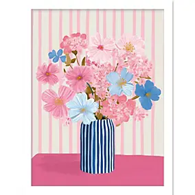 Cadre décoratif vase fleurs rose et bleu 33 x 43 cm, Dada Art