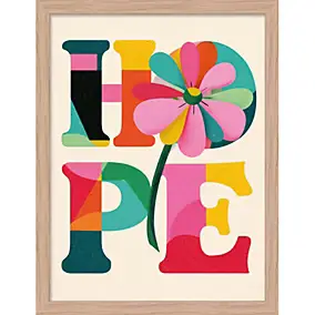Cadre décoratif "hope" fleurs colorées 33 x 43 cm, Dada Art