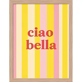 Cadre décoratif "ciao bella " jaune et rose 33 x 43 cm, Dada Art