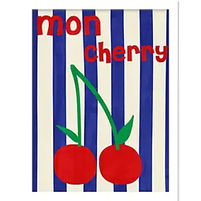 Cadre décoratif mon cherry rouge, bleu et blanc 33 x 43 cm, Dada Art