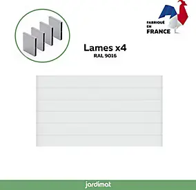 4 Lames de clôture en PVC blanc brillant L.174,2 x H.25 cm x ép.21 mm, Jardimat Chalon
