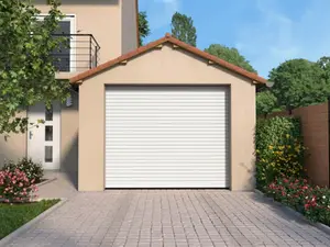 Porte de garage blanche à enroulement motorisée H. 200 cm L. 240 cm