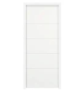 Bloc-porte gravé 4 lignes 204 x 83 cm épaisseur 4 cm isoplane prépeint blanc, gauche
