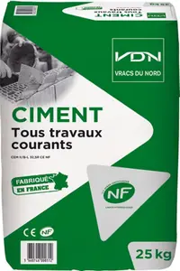 Ciment gris tous travaux courants NF, CEM II, 32,5 - sac de 25 kg