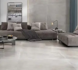 Carrelage de sol intérieur grès cérame 60X120 "LOU" gris aspect béton