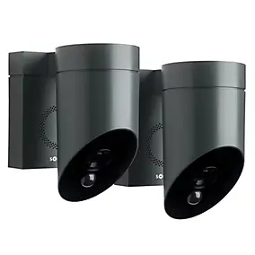Caméra de surveillance extérieure - Outdoor Camera 2 grise - Somfy - Wifi - Détection intelligente - 1080p Full HD - Sirène 110 dB - Lot de 2