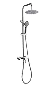 Colonne de douche mécanique avec pomme de tête + douchette 1 jet + flexible, chromé, Essebagno