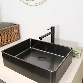 Vasque à poser en inox gun métal, l.37 x H.13 x P.48 cm, Essebagno Luisa