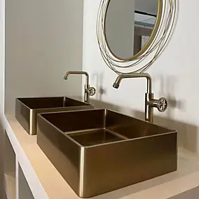 Vasque à poser en inox doré l.37 x H.13 x P.48 cm, Essebagno Luisa