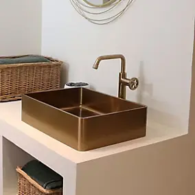 Vasque à poser en inox cuivré l.37 x H.13 x P.48 cm, Essebagno Luisa
