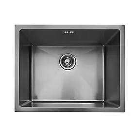 Évier sous plan en inox finition gun métal 1 bac, L.55 x P.45 cm, Essebagno Luisa
