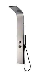 Colonne de douche hydromassante thermostatique avec pommeau + douchette + flexible finition gun metal, Essebagno Esseflat