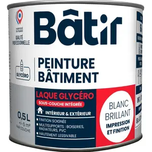 Peinture laque glycero multisupports 0,5 L - Blanc brillant