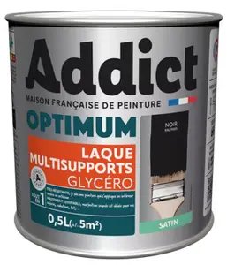 Peinture laque multisupport noir satin intérieur extérieur 0,5 L