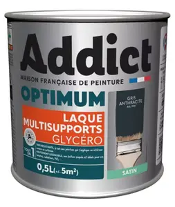 Peinture laque multisupport anthracite satin intérieur extérieur 0,5 L
