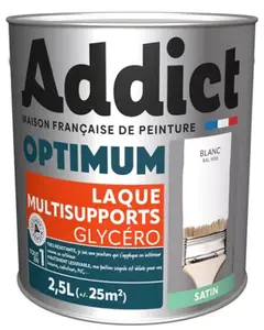 Peinture laque multisupport blanc satin intérieur extérieur 2,5 L