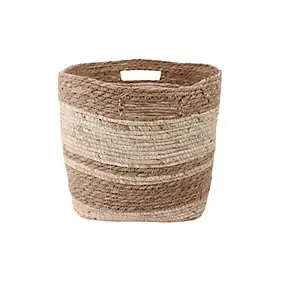 Panier rond base carrée en jonc de mer Norasia couleur naturelle taille L