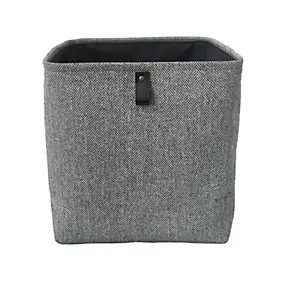 Panier de rangement cube avec poignée Justin noir et blanc