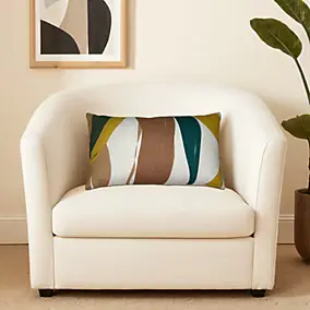 Coussin de sol Ornami L.50 x l.30 cm motif blanc kaki