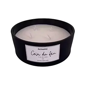 Bougie parfumée au coin du feu 380g noir Ø15cm Ornami