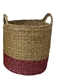 Panier rond en fibres naturelles Ornami Atlas rouge avec poignées taille M