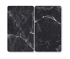 Plaque de protection verre effet marbre noir, 2 pièces