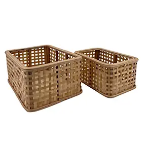 Panier en rotin ajouré rectangulaire taille M Ornami couleur marron