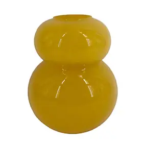 Vase en verre opaque forme organique jaune Ø15 x H.18,5 cm Ornami
