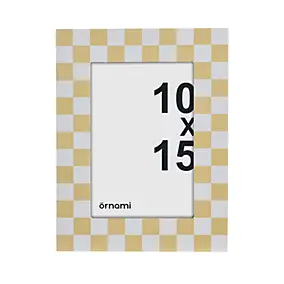 Cadre photo à carreaux vichy jaune 10 x 15 cm Ornami